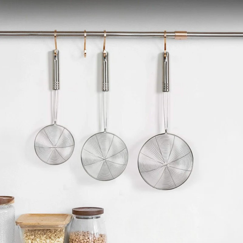 Stainless Steel Spider Strainer Set with Handles - Set Of Three